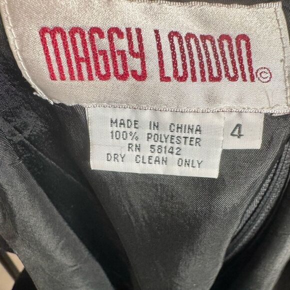 Vintage Maggy London gorgeous black dress with see through lace waist size 4 - Picture 4 of 5